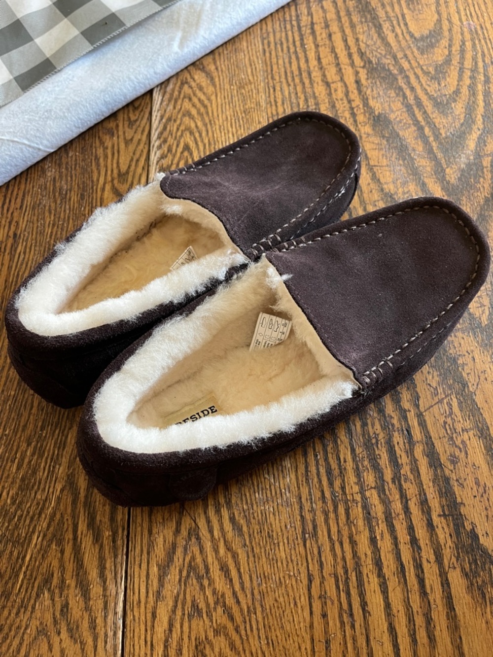 Fireside Dark Brown Suede Shearling-Lined Slip-Ons